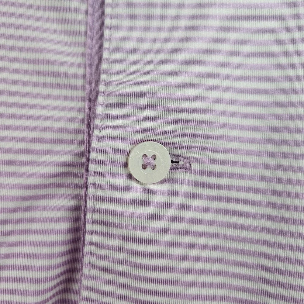 RLX‎ Ralph Lauren Polo Shirt Men XL Short Sleeve Purple White Striped Golf - XL